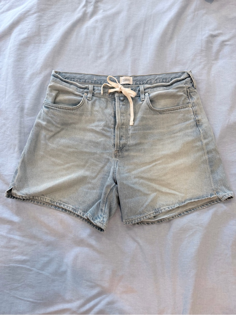 Citizens Of Humanity Brynn Light Blue Denim Jean Shorts with Drawstring - Picture 5 of 12